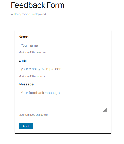 Easy Feedback Form Screenshot